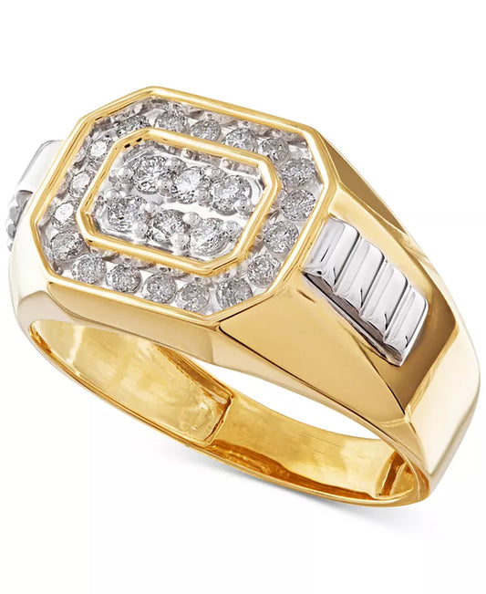 Men'S Diamond Rectangle Ring in 14K Gold (1/2 Ct. T.W.)