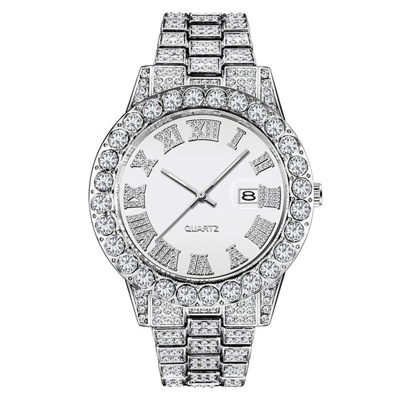 Hop Full Iced Out Mens Watches Modern Quartz Wrist Watches with Micropaved Cubic Zircon Watch for Women Men Jewelry