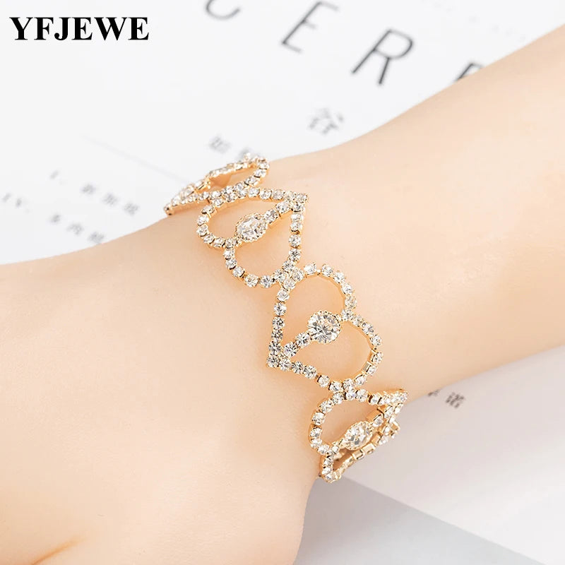 Bracelet Gold Color Iced Out Rhinestones Chain Bling Crystal Bracelet Women Drop Shipping B223