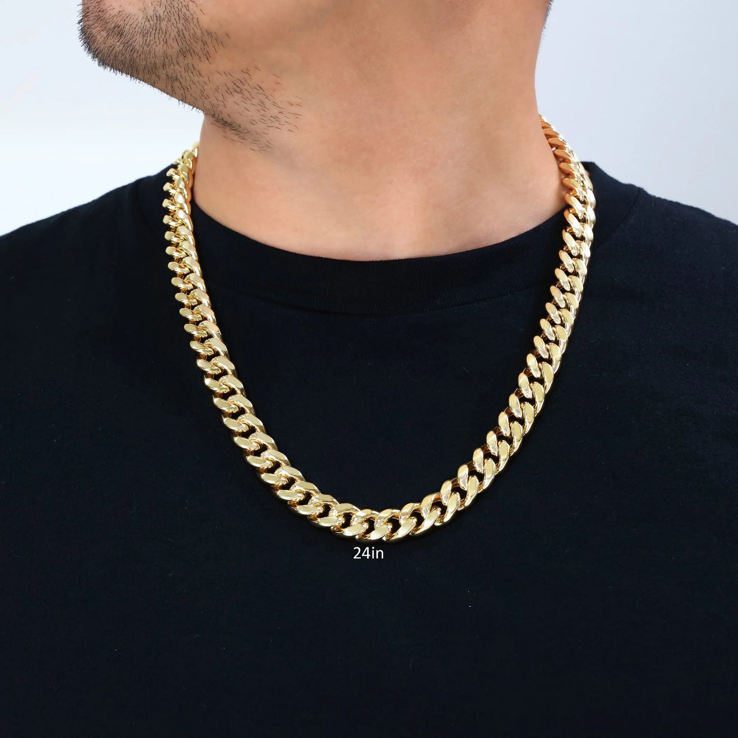 10K Yellow Gold 13Mm Thick Miami Cuban Link Chain Necklace, Mens Jewelry Box Clasp 20" - 30"