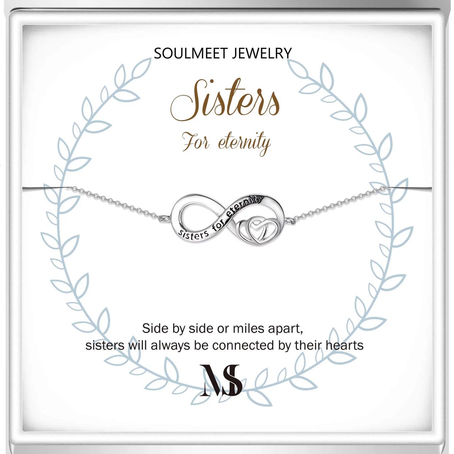 Valentines Day Gift for Her, Sterling Silver Sister Gifts from Sister,Sister for Eternity Bracelet Gift for Best Sisters,Christmas Mother'S Day Birthday Jewelry Gift for Sisters