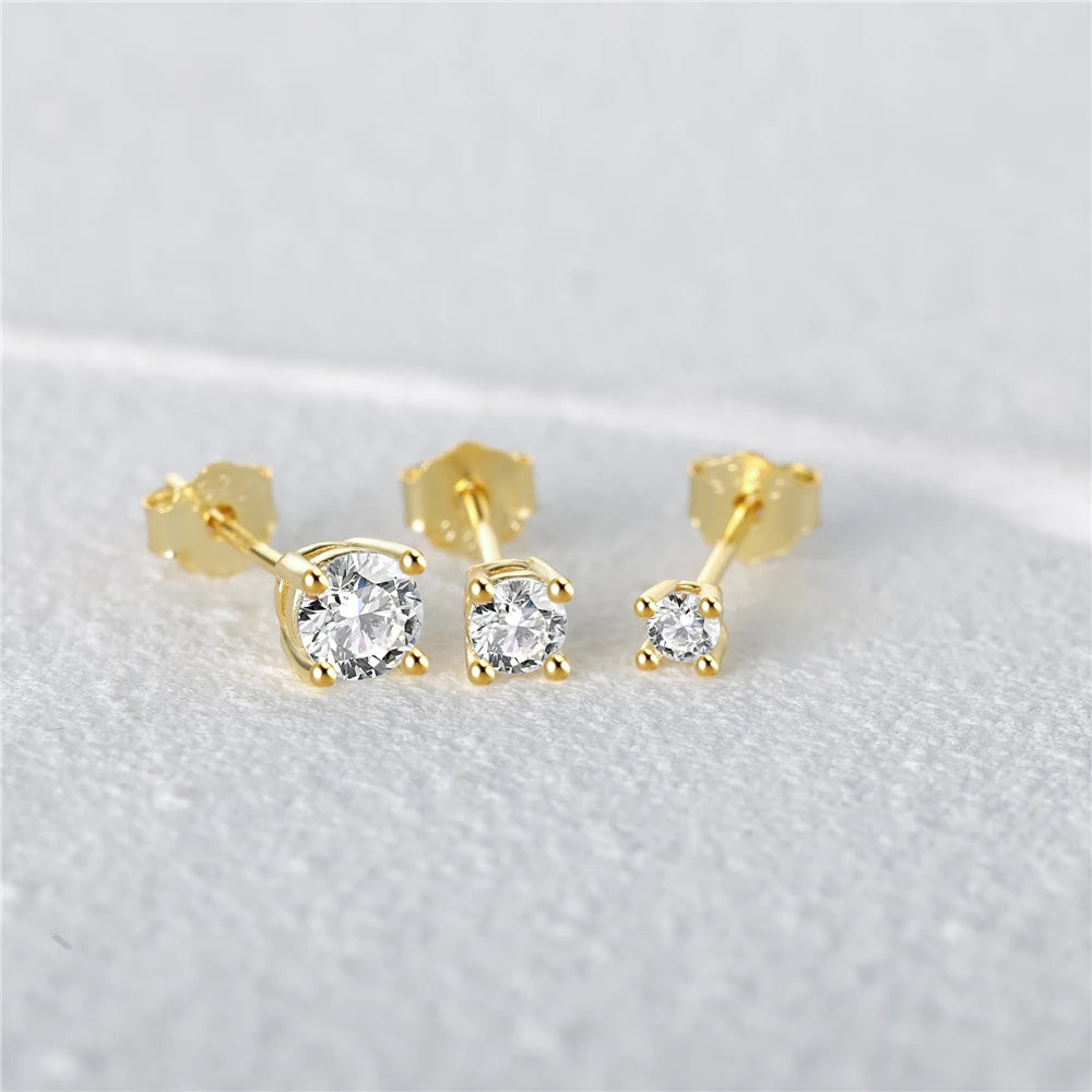 3PC 925 Sterling Silver Star Triangle Stud Earrings Women Glossy Geometric Diamond Earrings Korean Gold Jewelry Wholesale