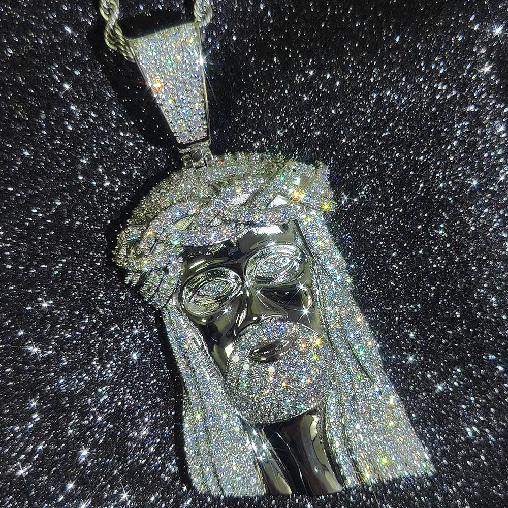 Dropshipping Necklaces Chain for Women Mens Full Iced Out Zircon Custom Big Jesus Pendant with Cuban Chain Hip Hop Jewelry