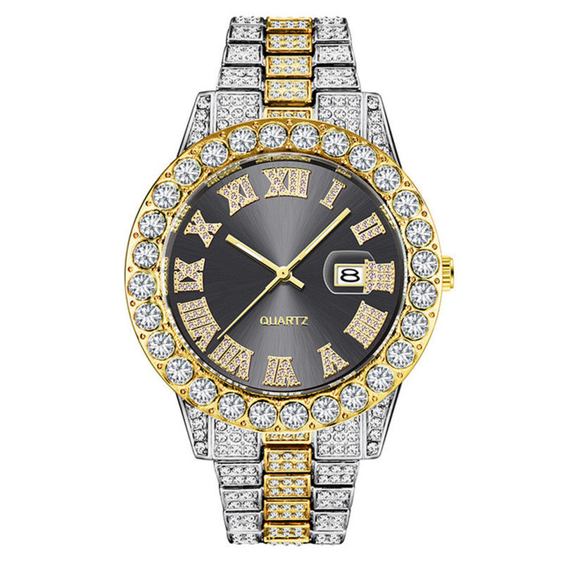 Hop Full Iced Out Mens Watches Modern Quartz Wrist Watches with Micropaved Cubic Zircon Watch for Women Men Jewelry