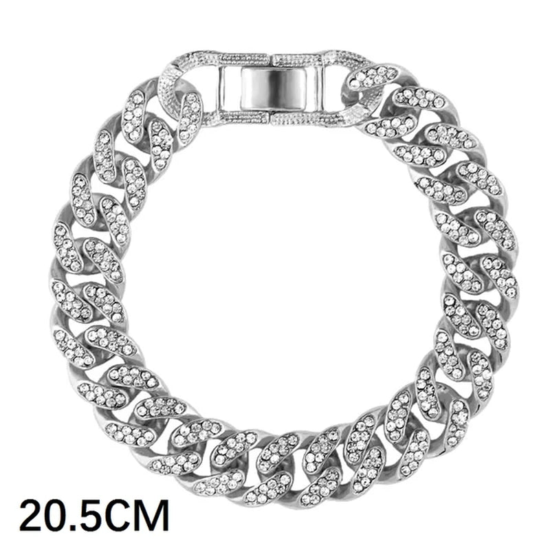 Luxury Full Rhinestone Big Tennis Chain Bracelets for Women Men Fashion Bling Iced Out Square Crystal Bracelet on Hand Jewelry