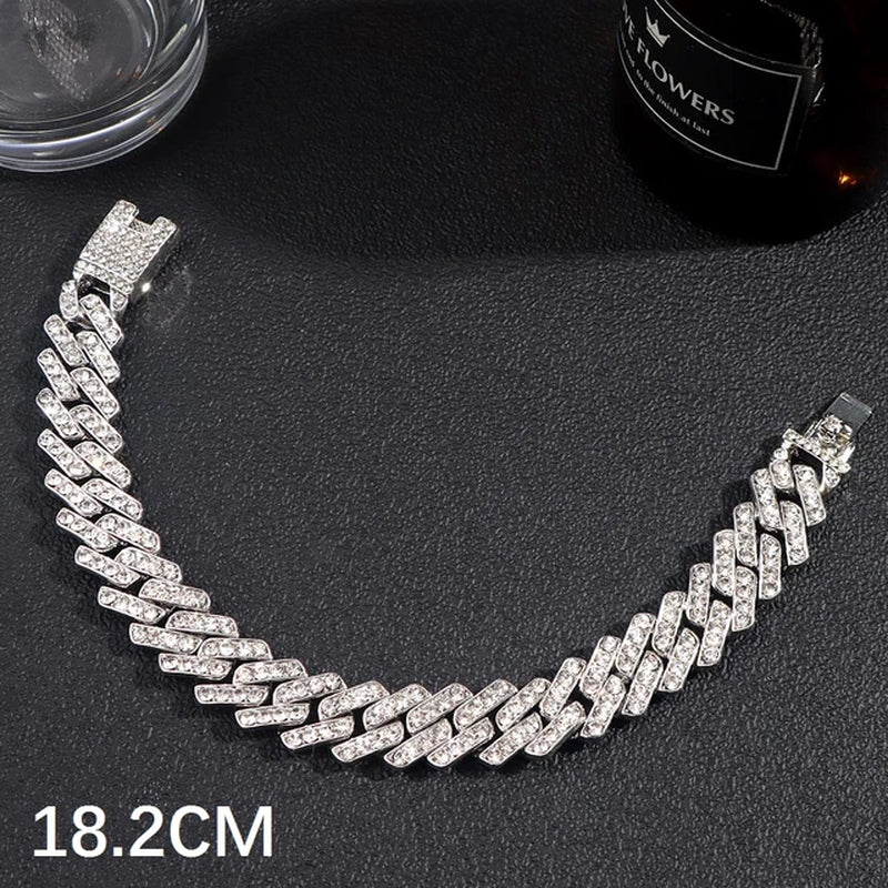 Luxury Full Rhinestone Big Tennis Chain Bracelets for Women Men Fashion Bling Iced Out Square Crystal Bracelet on Hand Jewelry