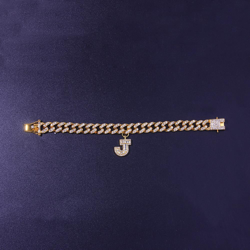 Stonefans A-Z Initial Letter Anklet Cuban Chain Jewelry for Women Miami Iced Out Cuban Baguette Anklet Zircon Ankle Bracelet