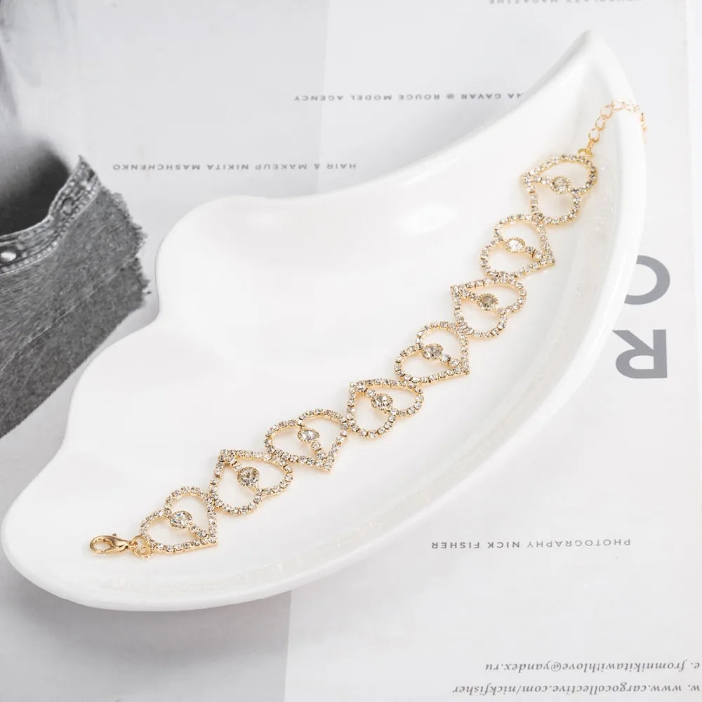 Bracelet Gold Color Iced Out Rhinestones Chain Bling Crystal Bracelet Women Drop Shipping B223