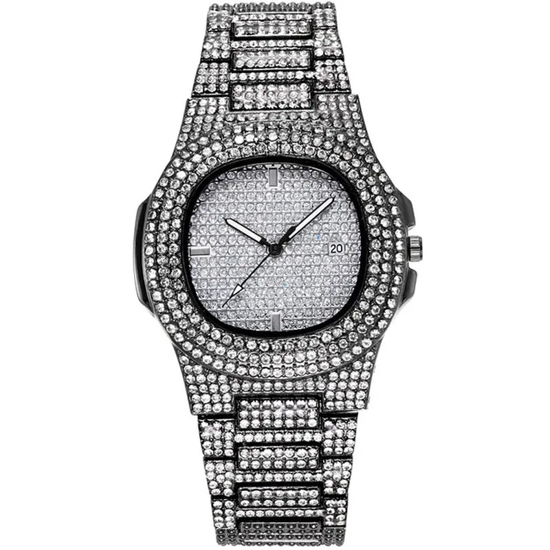 Brand Iced Out Diamond Watch Quartz Gold HIP HOP Watches with Micropave CZ Stainless Steel Watch Clock Relogio