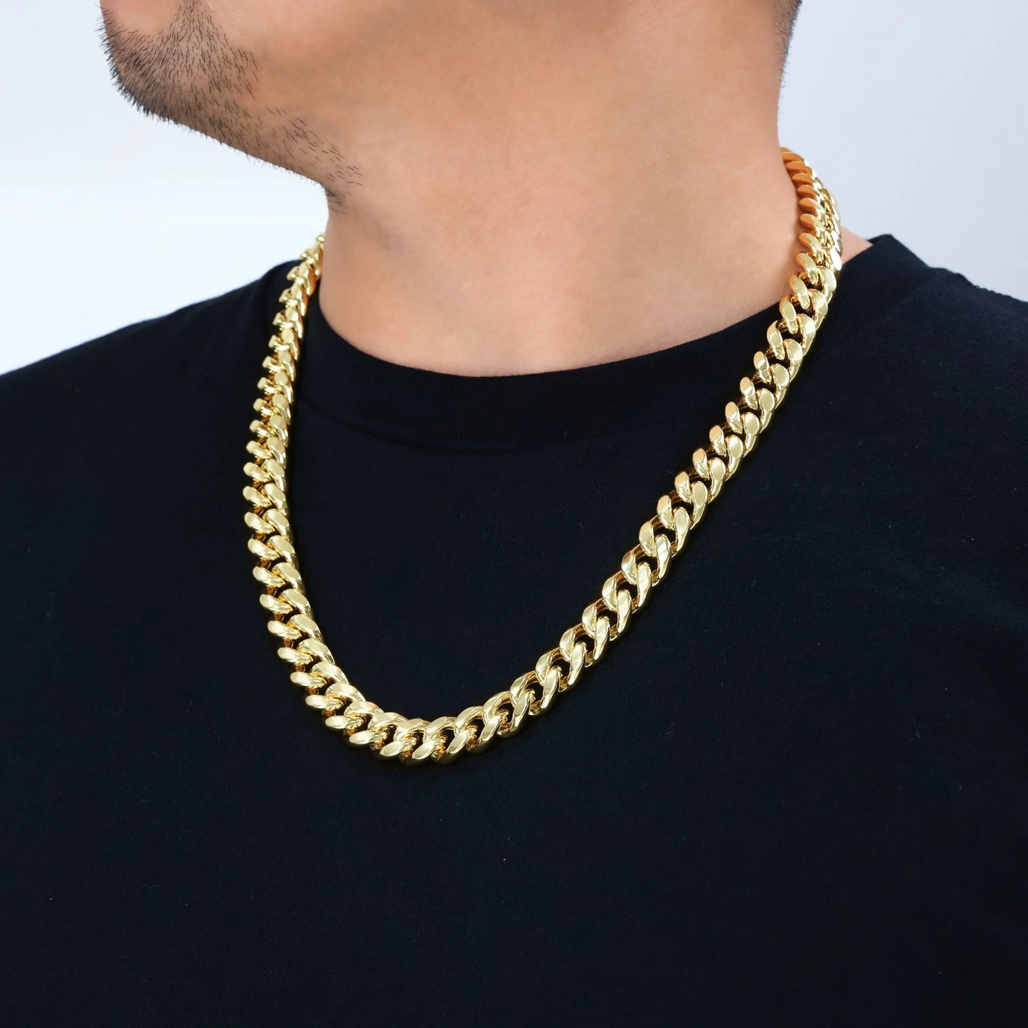 10K Yellow Gold 13Mm Thick Miami Cuban Link Chain Necklace, Mens Jewelry Box Clasp 20" - 30"