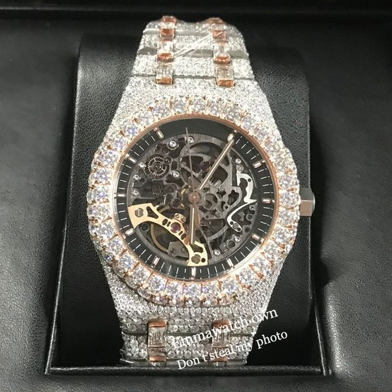 Ap 11 2023 Watch Vvs Moissanite Styles Iced Out Best Quality Eta Luxury Watches Rose Gold Silver 2 Tone Pass Test Automatic Iced Out Watch with Box Emmawatch