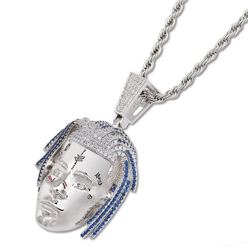 Rapper Necklace Hiphop Iced Out Crystal Pendant Necklace Twist Chain Charm Jewelry Gifts