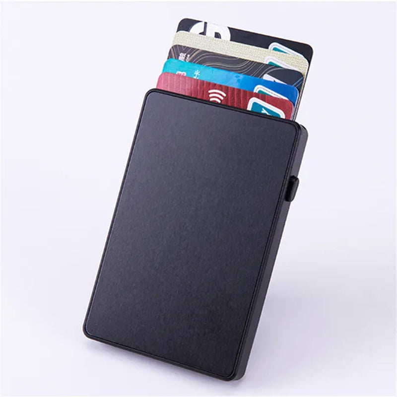 BISI GORO Anti-Theft Smart Wallet Aluminum Single Box Slim RFID Fashion Clutch Pop-Up Push Button Card Holder New Name Card Case