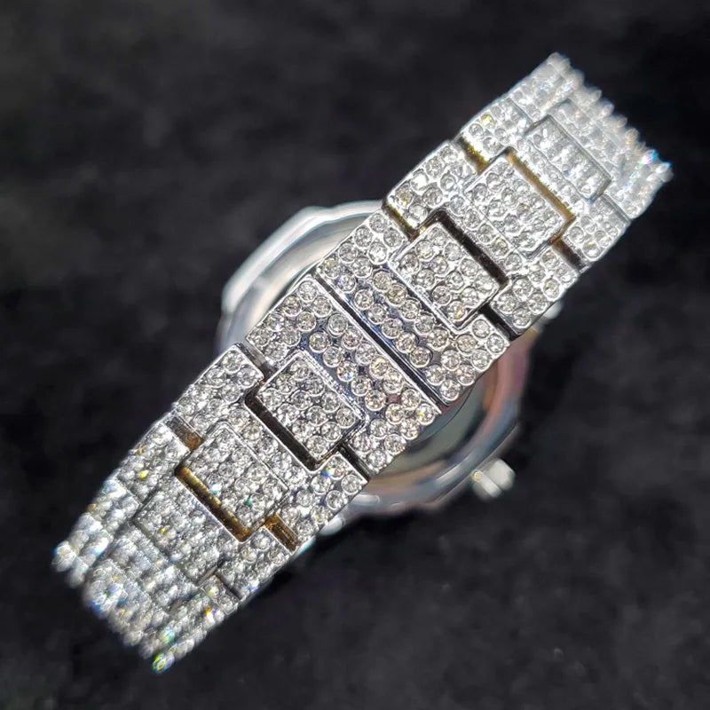 Trending Luxury Wristwatch for Men High Quality Inlay Diamond Sparkly Watches Bling Iced Out Stainless Steel Clock Best Selling